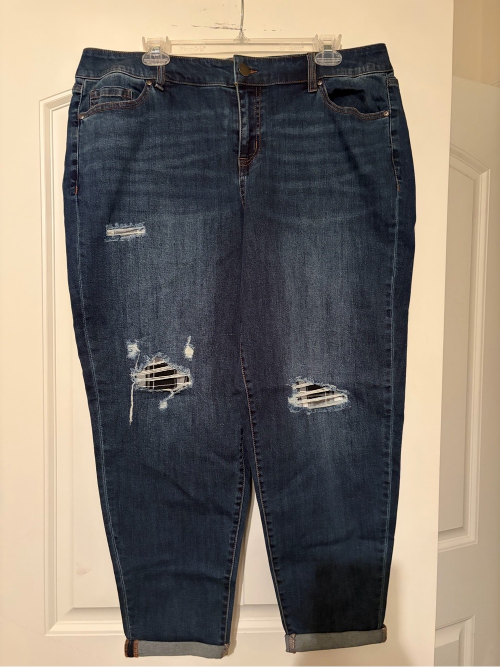 Lane Bryant Dark Blue Distressed Boyfriend Jeans